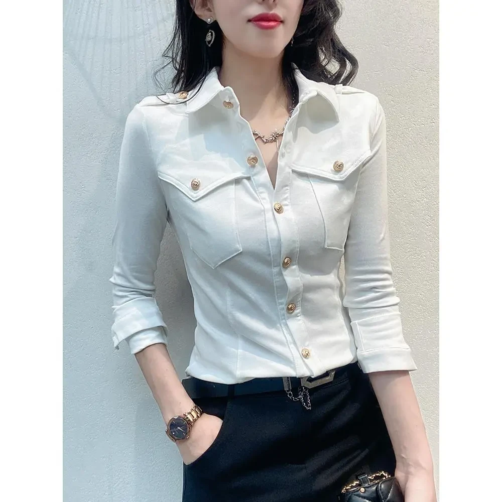 棉麻爆款格子新款秋冬女士衬衫修身显瘦打底长袖工作服职业感衬衣