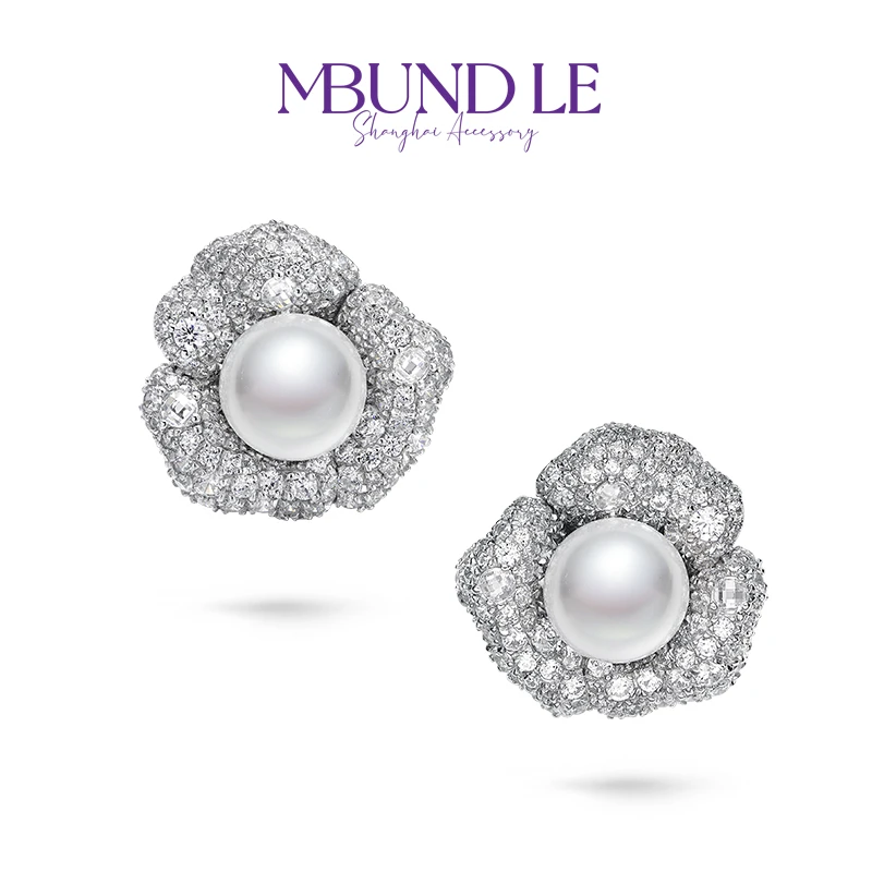 铜合金仿珍珠耳饰 月光山茶系列 贝珠耳环