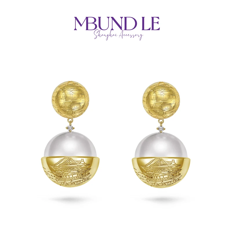 铜合金仿珍珠耳饰 非晚阁序-滕王阁珠珠短耳坠耳饰品金色和银色