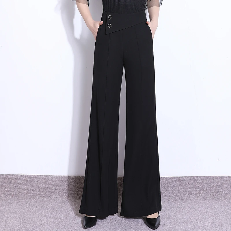 黑色冰丝阔腿裤女高腰西装裤夏季2024新款垂感宽松气质长裤休闲裤