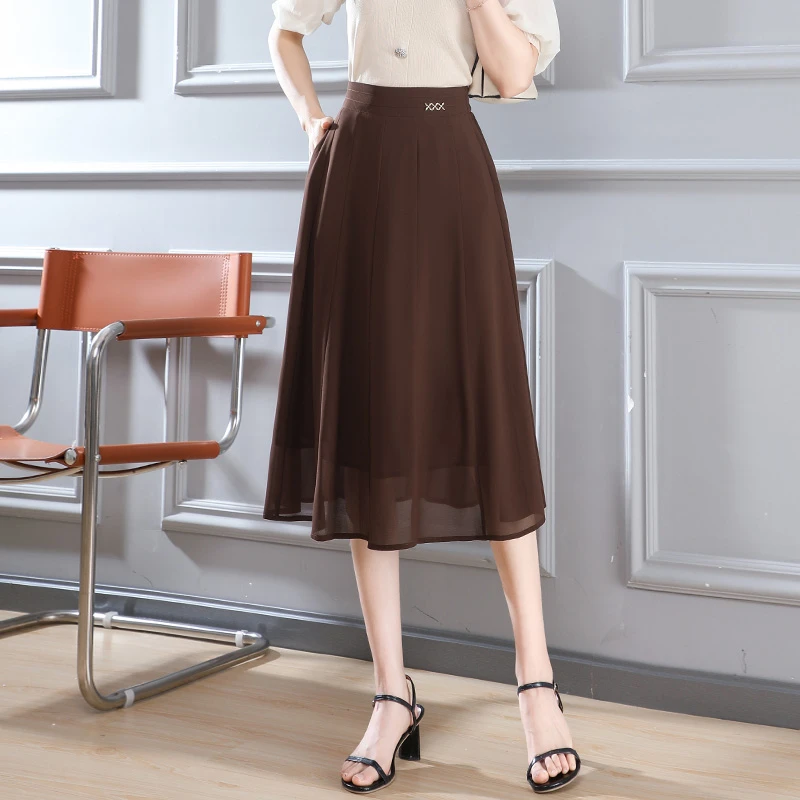 半身裙女夏季2025新款通勤垂感显瘦a字裙中长款高腰气质休闲裙薄