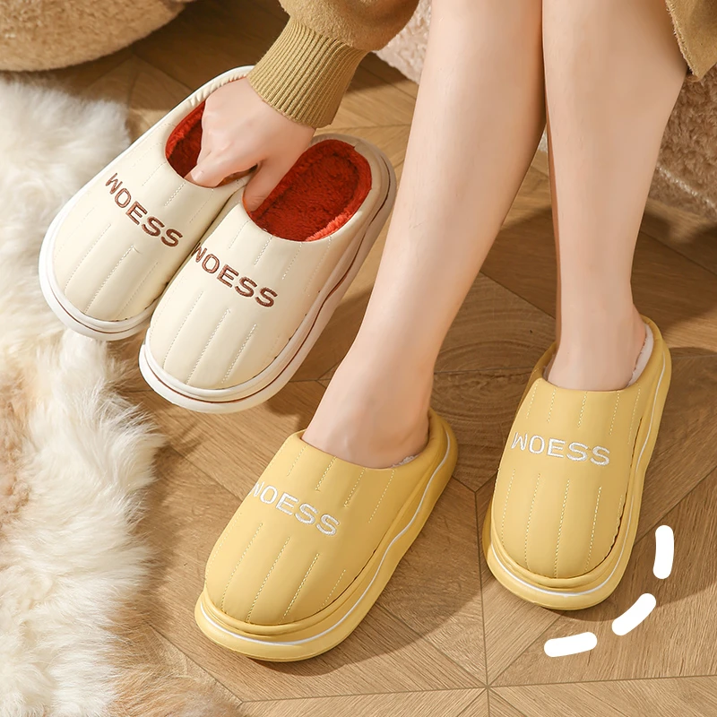 全城爱拖棉拖鞋女秋冬季情侣居家厚底加绒保暖防滑半包跟防水拖鞋