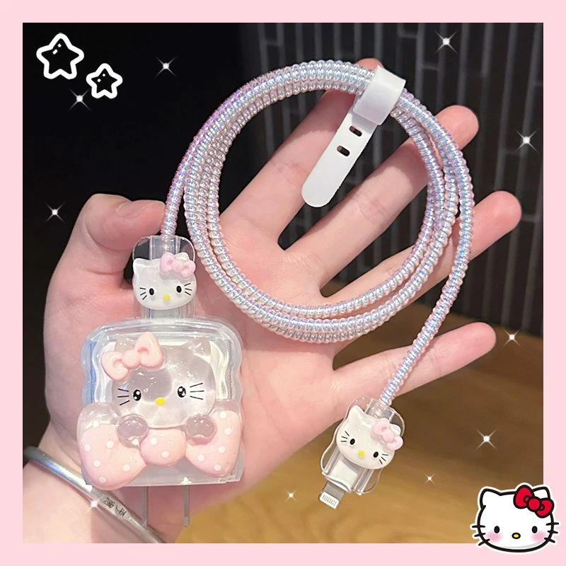 可爱KT猫适用苹果15充电器保护套13适用iPhone14promax12快充头20