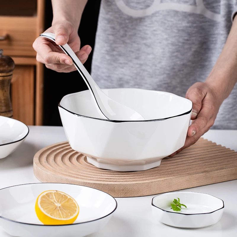 【粉丝福利】黑线钻石8英寸大汤碗2个装