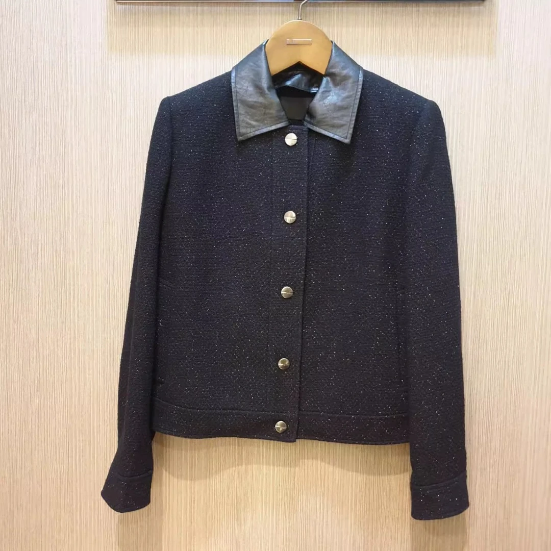 小李家～韩单撞色可拆卸PU领宽松休闲工装风夹克短外套