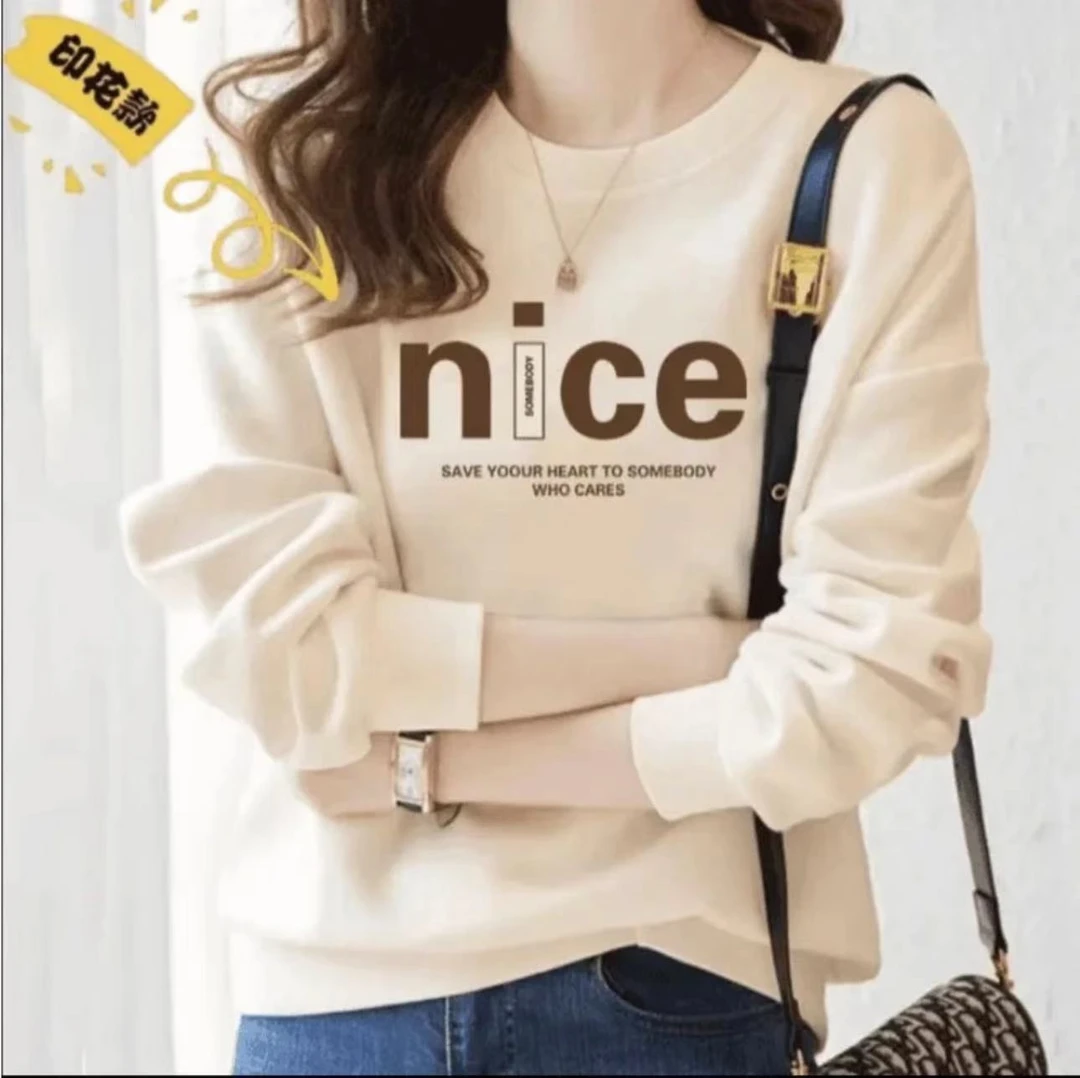 新版秋冬卫衣男女同款休闲百搭长袖圆领印花卫衣NICE