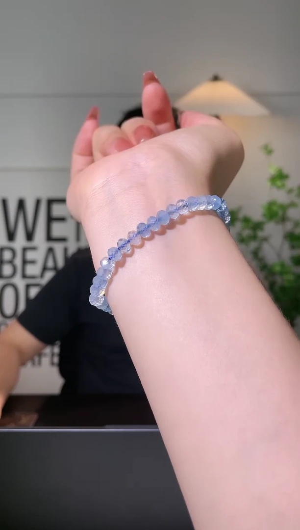 【闪购商品】绿柱石手链未镶嵌海蓝宝切面5mm