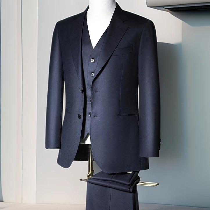 YS【黑标】手工平驳领120’S全羊毛西服套装#8998杰家高定商务深锖色