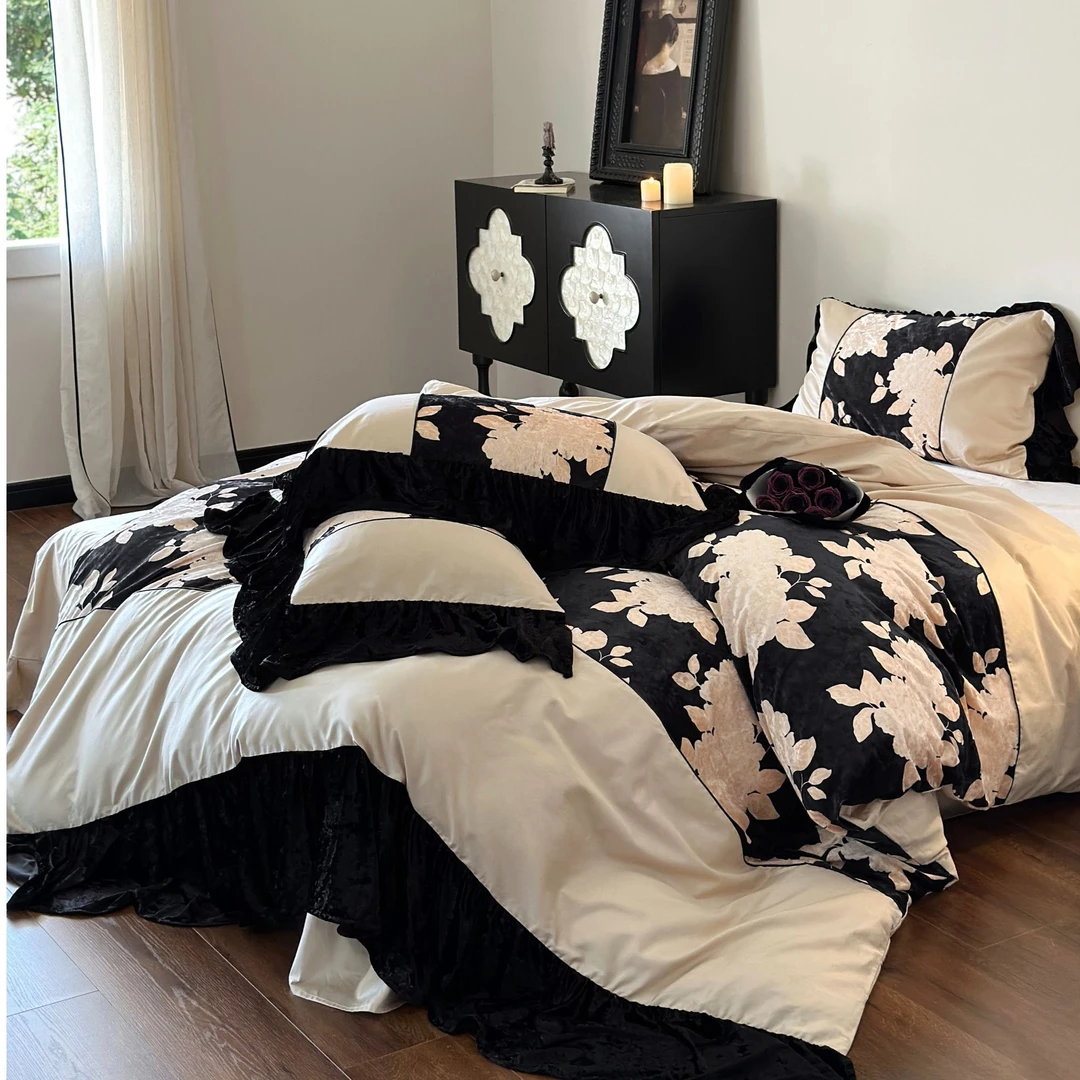 孔龙 如裳 欧式轻奢简约加绒加厚宿舍单人公主风轻奢磨毛四件套