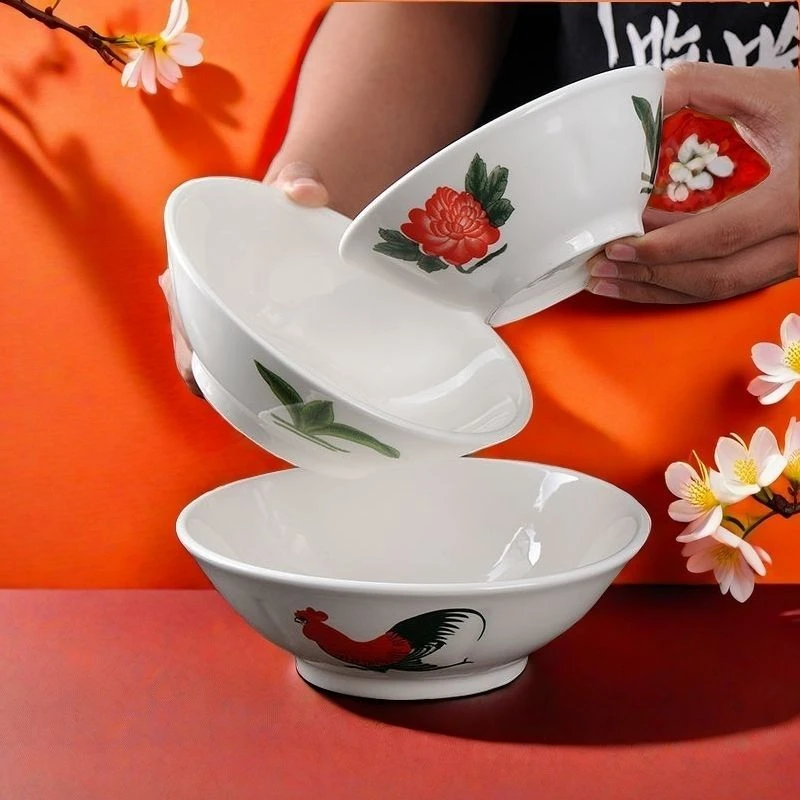 老式公鸡碗怀旧斗笠泡面碗怀旧鸡公猪脚饭斗碗家用TVB饭碗周星驰