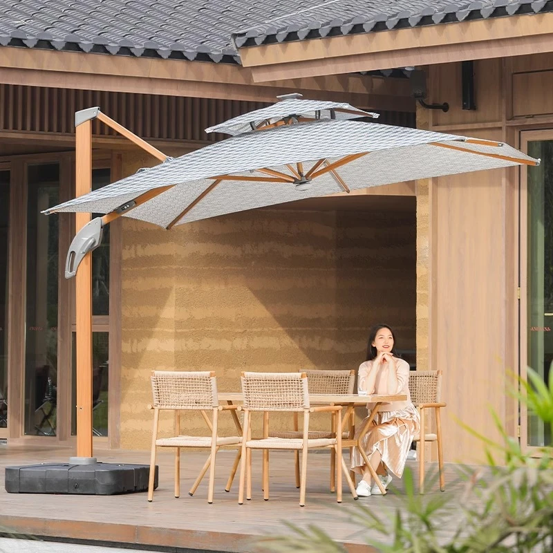 户外遮阳伞庭院伞花园露台阳台大太阳伞别墅露天室外太阳能罗马伞