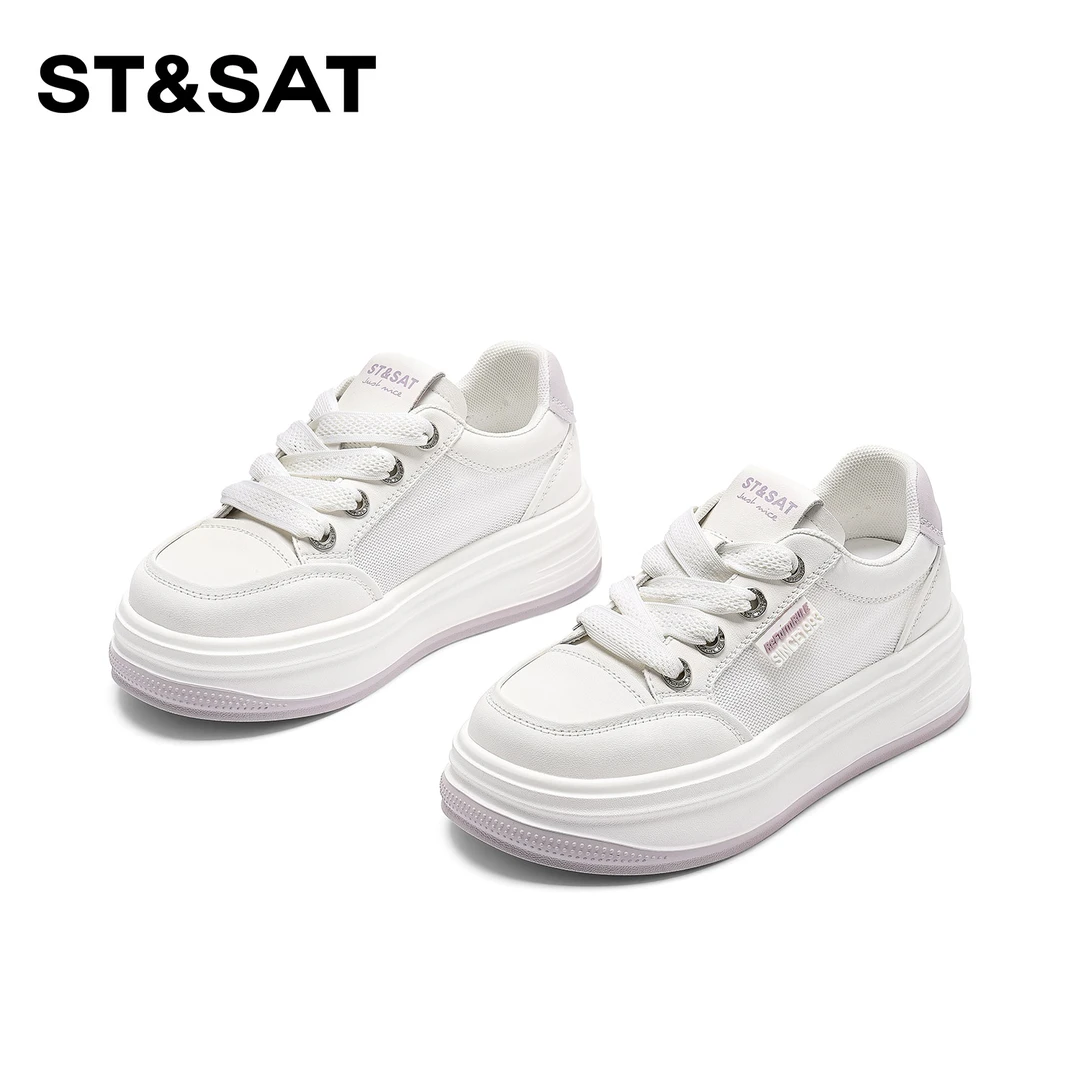 St&Sat/星期六百搭网面透气休闲鞋2025新款休闲学院风时尚板鞋女
