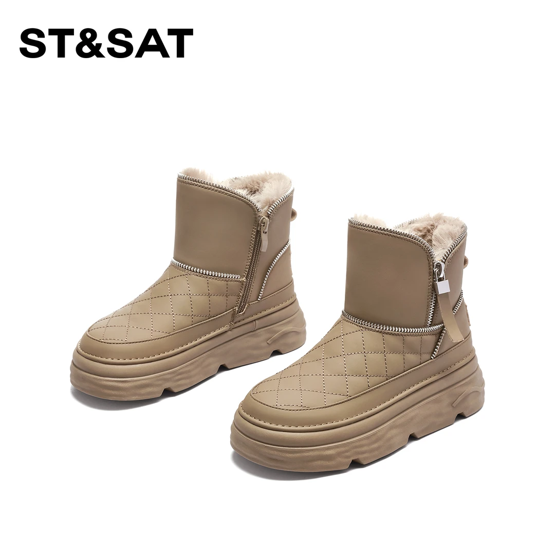 St&Sat/星期六雪地靴女2025蛇年新款毛毛洋气款加绒气质爆款短靴