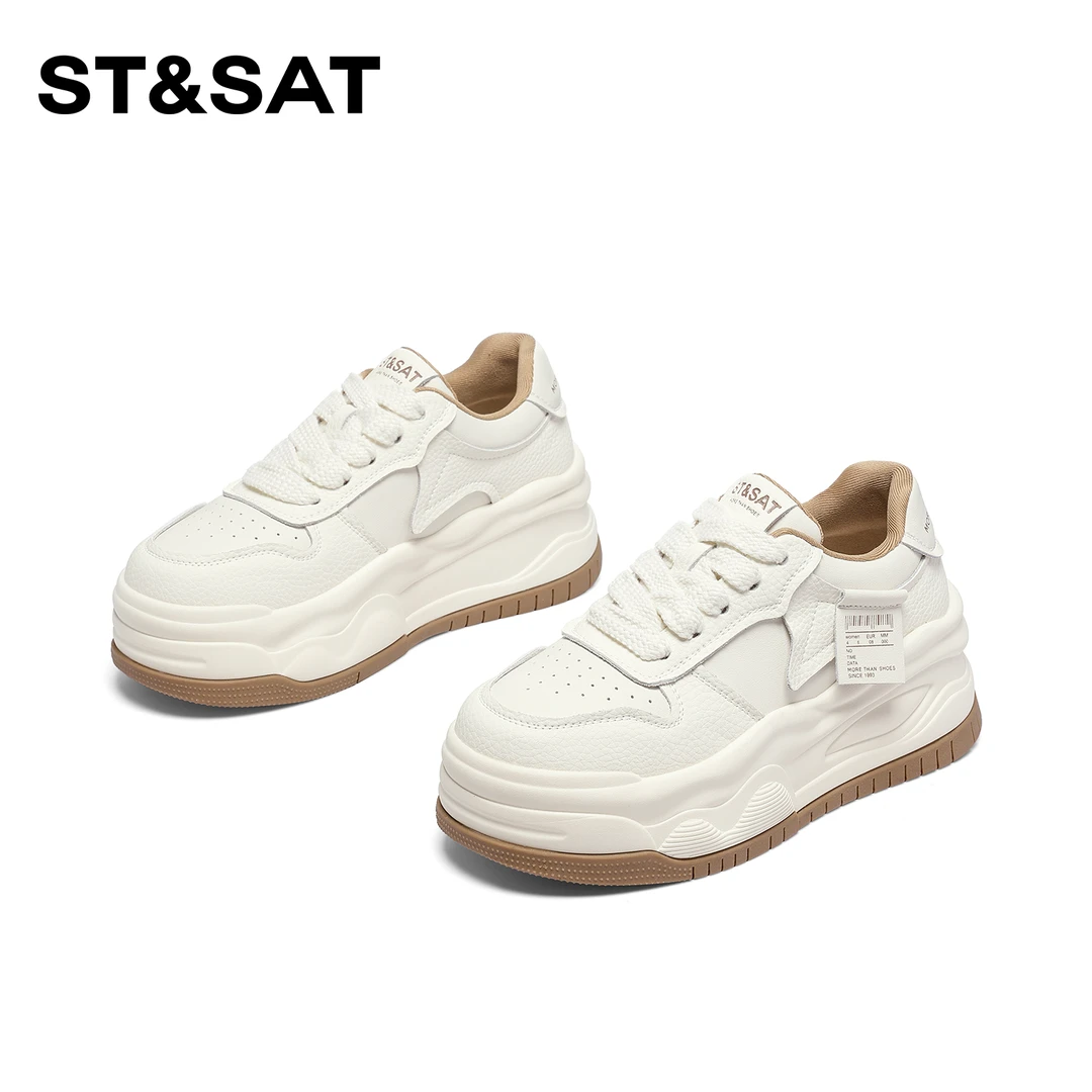St&Sat/星期六增高厚底系带休闲鞋2025新款时尚百搭款低帮板鞋女