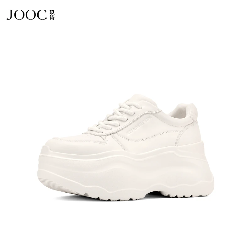 【纯色经典】JOOC玖诗厚底老爹鞋2025早秋新款牛皮百搭休闲小白鞋