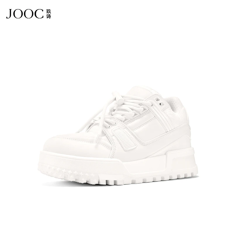 JOOC玖诗高帮运动鞋女2025早春新款百搭厚底小白鞋轻便舒适休闲鞋