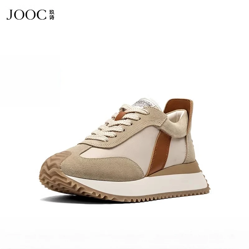 JOOC玖诗厚底阿甘鞋2025夏季新款透气休闲鞋增高百搭气质女鞋小码