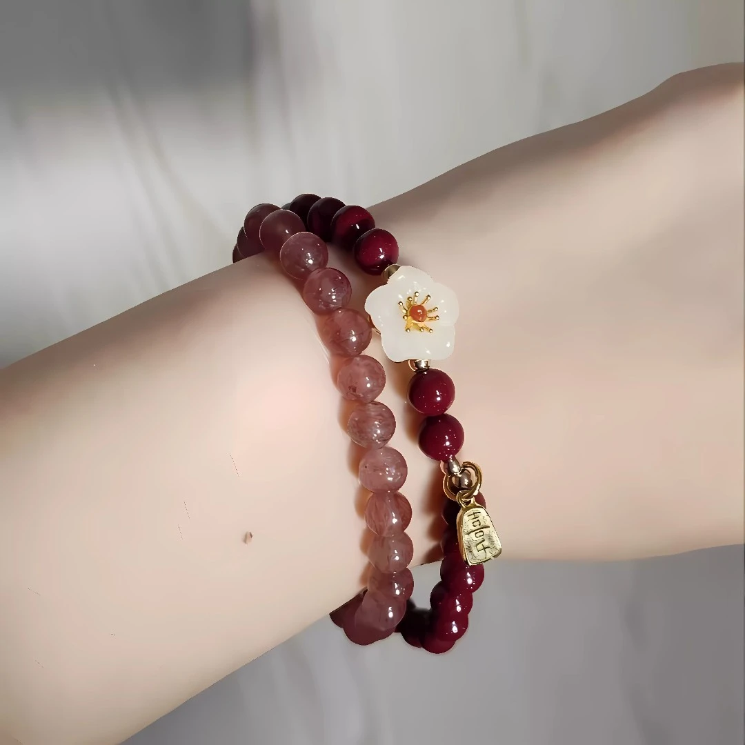 天然辰砂6m紫金沙双圈两世欢花间事送人闺蜜转运纳福桃花手串