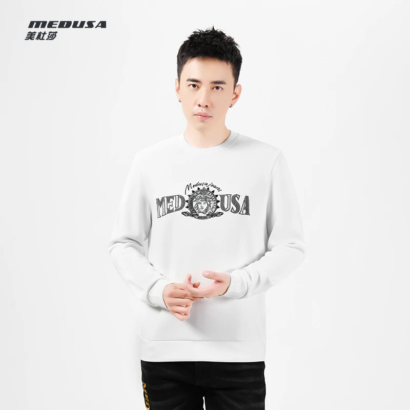 MeduSa/美杜莎秋冬新款男士上衣刺绣烫钻长袖打底衫卫衣男23301