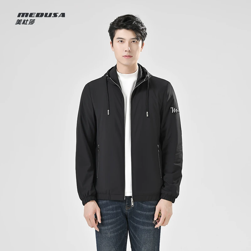 MeduSa/美杜莎男士外套秋冬新款简约时尚商务休闲男子夹克8602