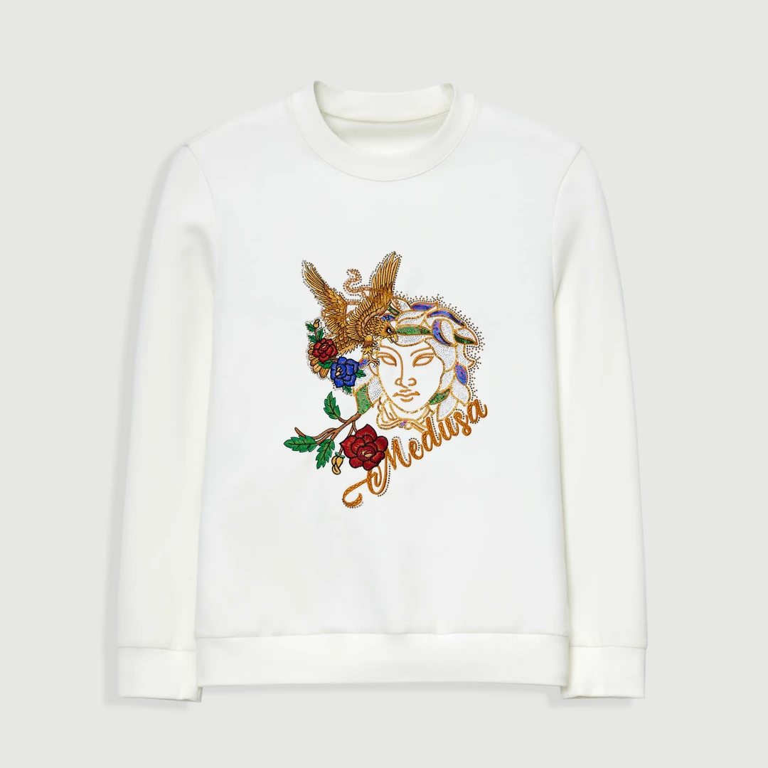 MeduSa/美杜莎新款卫衣2025秋冬高端男士刺绣烫钻圆领长袖男24820