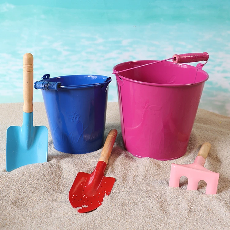 儿童沙滩玩具套装加厚铁桶小铲子海边户外园艺挖沙子工具铲子和桶