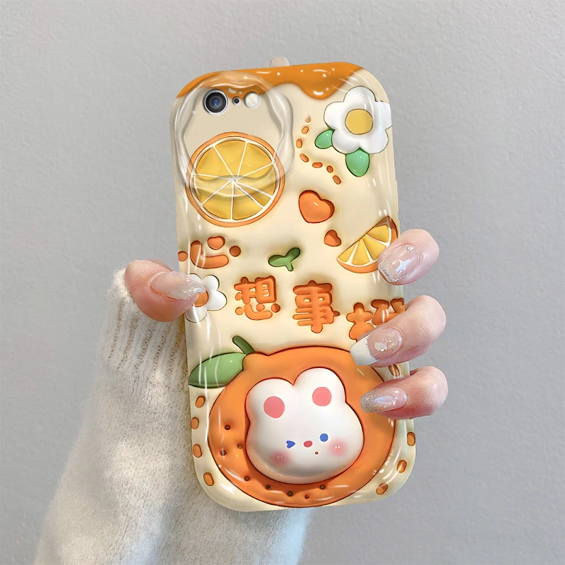 适用于心想事橙苹果6P手机壳可爱学生防摔耐脏新女全包高颜值趣味