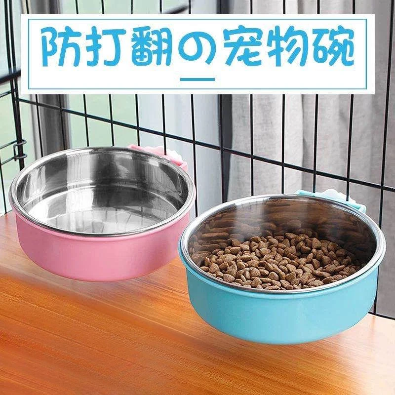 猫碗狗碗防打翻悬挂式宠物食盆不锈钢猫粮饭盆水碗猫咪碗宠物用品
