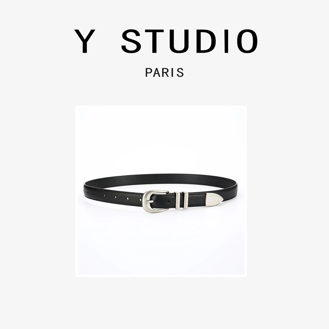 Y.STUDIO高品质头层牛皮复古金属扣皮带牛仔裤必备
