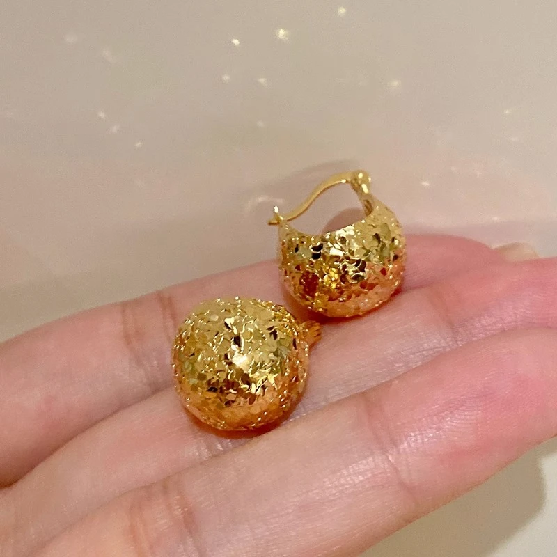 铜合金耳饰 爆闪龙鳞碎碎冰球球耳环轻奢高级感小众独特气质耳钉