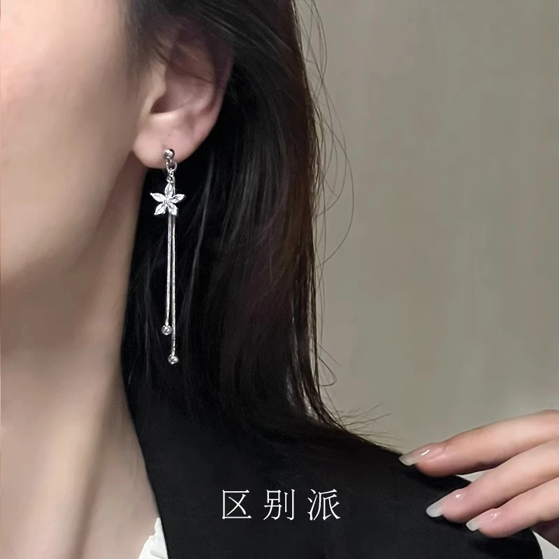 铜合金仿珍珠耳饰 花朵流苏耳环女气质森系无耳洞耳夹轻奢高级感