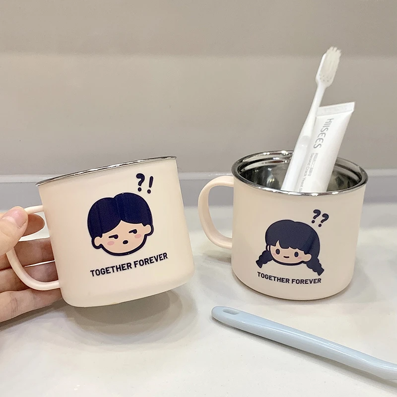 可爱杯子问号男孩女孩情侣漱口杯ins高颜值牙刷杯卡通洗漱杯