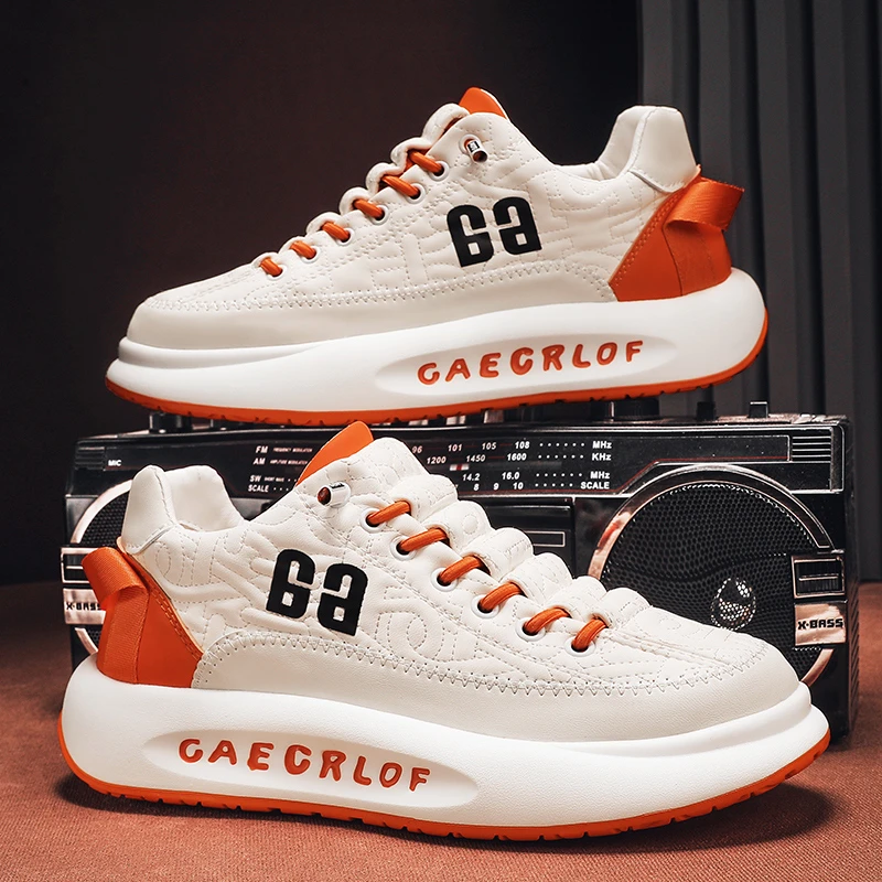 男鞋秋季百搭休闲一脚蹬鞋男士运动跑步厚底小白增高老爹潮鞋