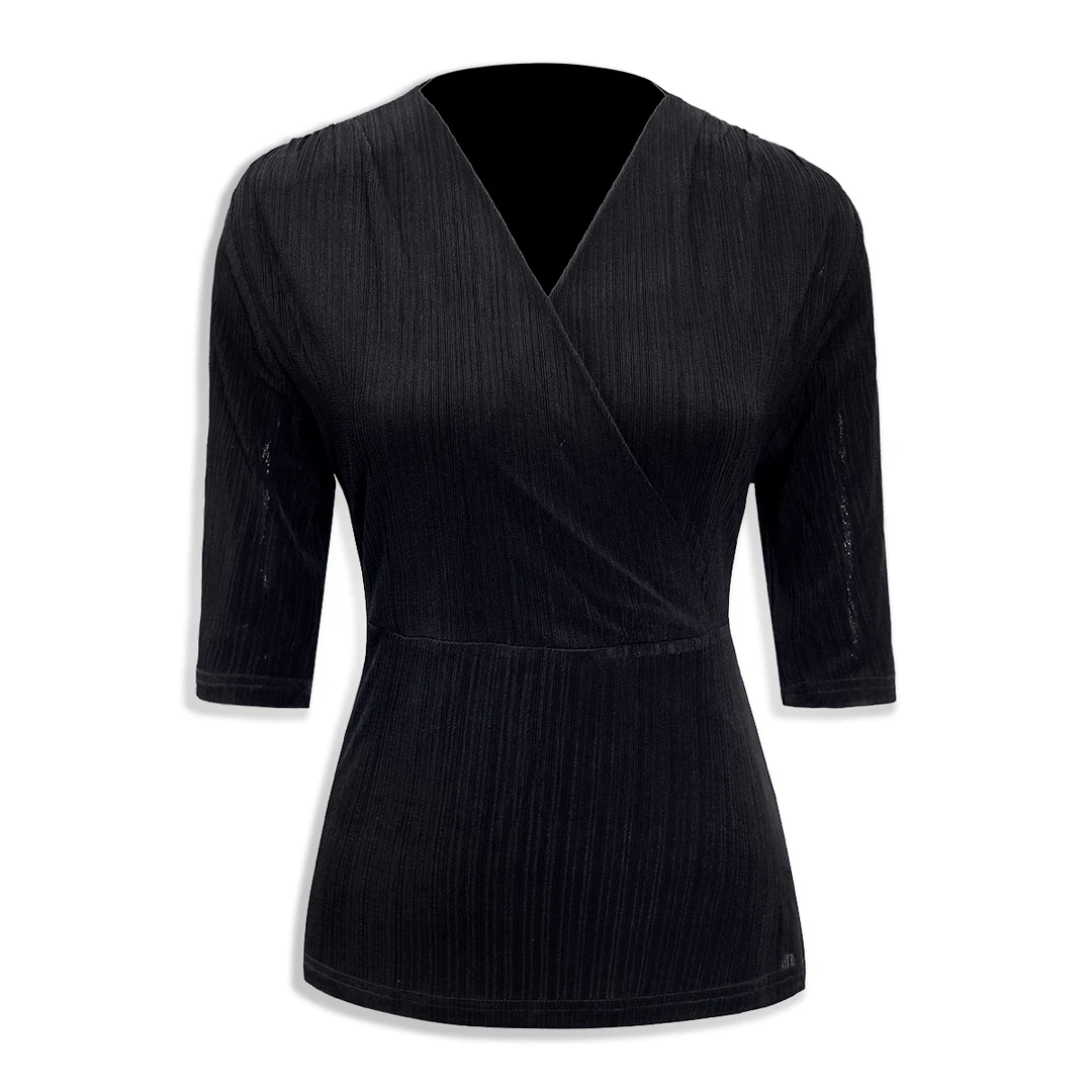 时尚服装醋酸五分袖女士上衣6DD652