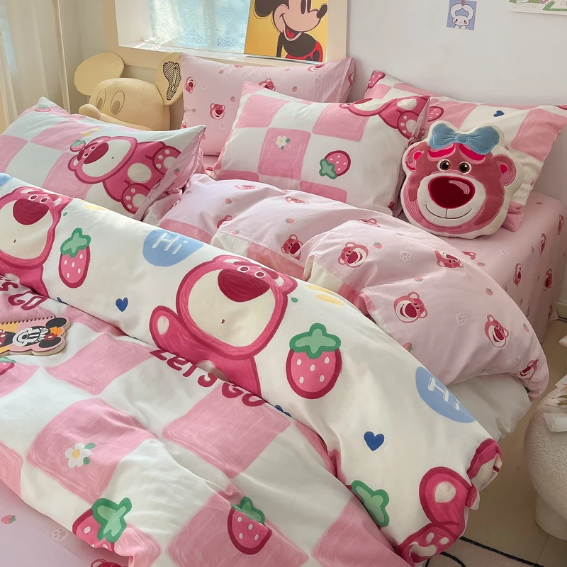迪士尼纯棉床上四件套全棉100儿童床品卡通三件套女被套床单床笠4