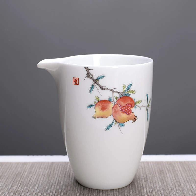 高白瓷公道杯茶海分茶器功夫茶具配件过滤带茶漏陶瓷大号家用防烫