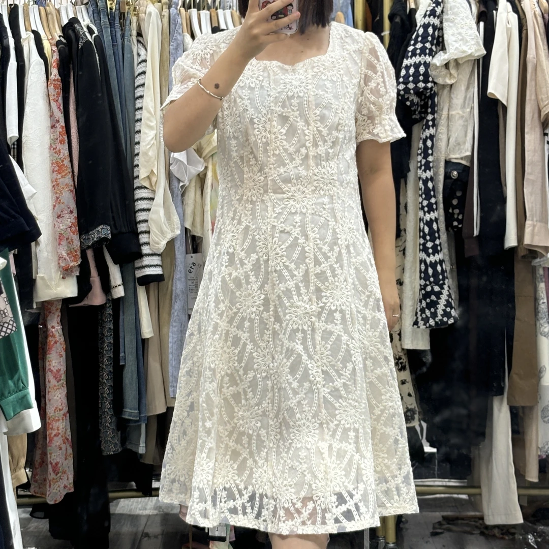 667 温柔气质刺绣显瘦连衣裙