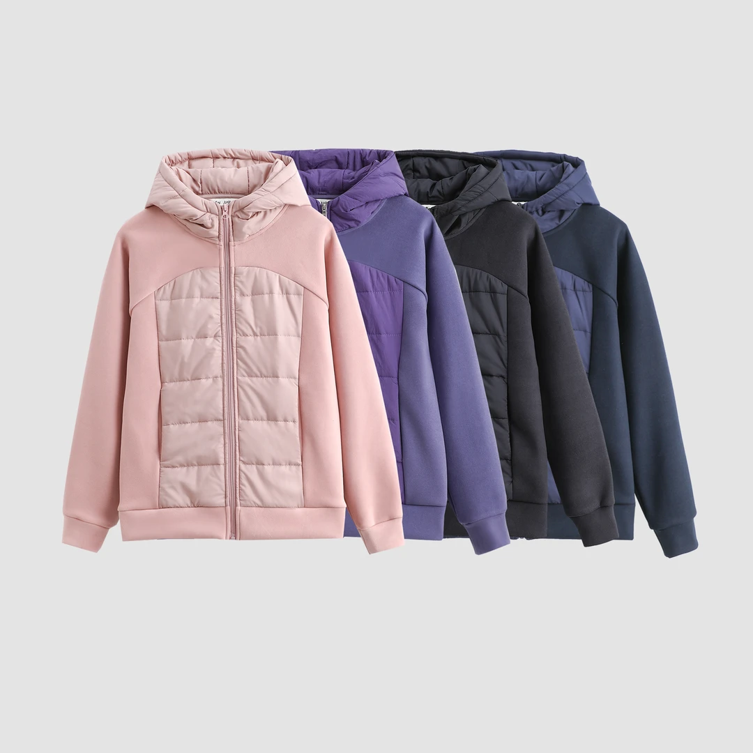 冬季创意拼色外套轻薄修拼接身袖棉服F-8163