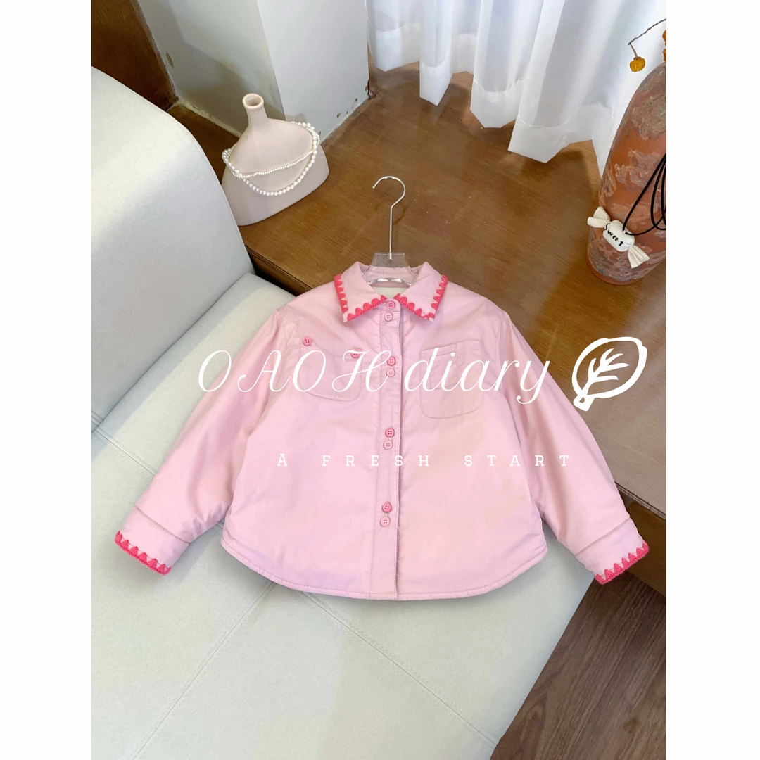 【粉风铃】秋冬中大女童棉袄韩版百搭棉衬衫服外套韩C1C3215