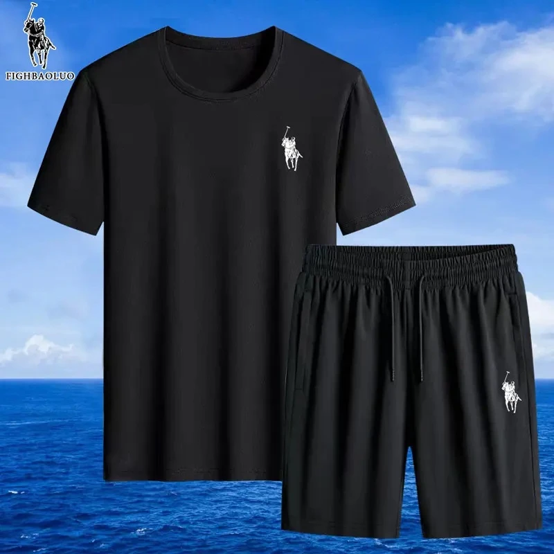 夏季薄款男女同款套装弹力短袖短裤休闲透气速运动百搭宽松套装