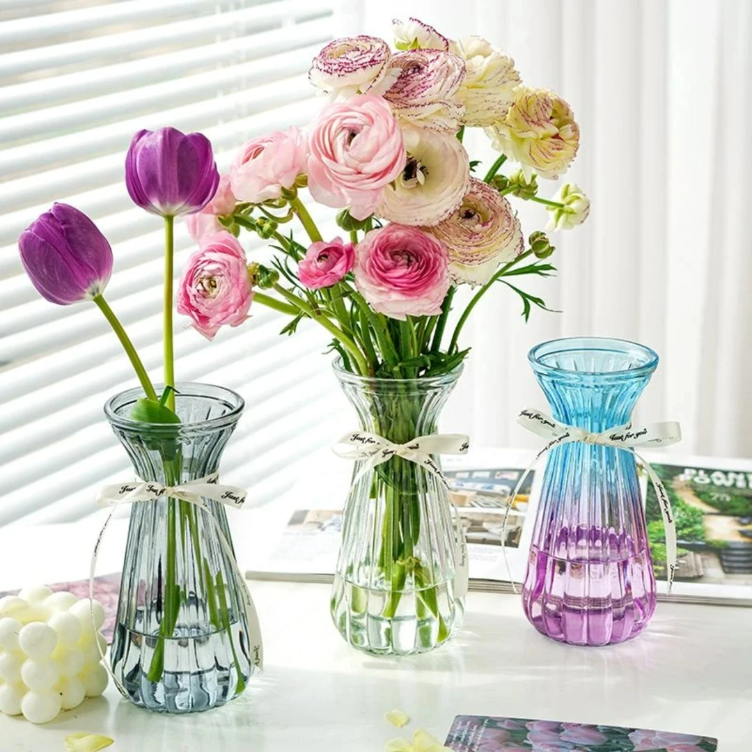 繁星欧式水培玻璃花瓶简约透明轻奢鲜花绿萝干花瓶插花器客厅摆件