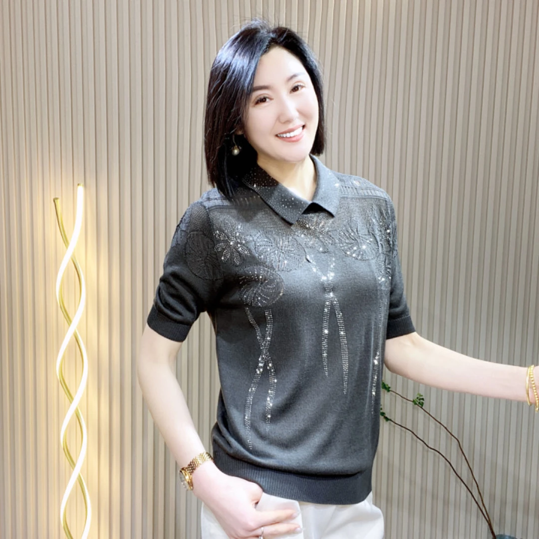 （阳阳家新款）时尚 百搭 洋气 亲肤 气质 女装天丝针织打底衫80177