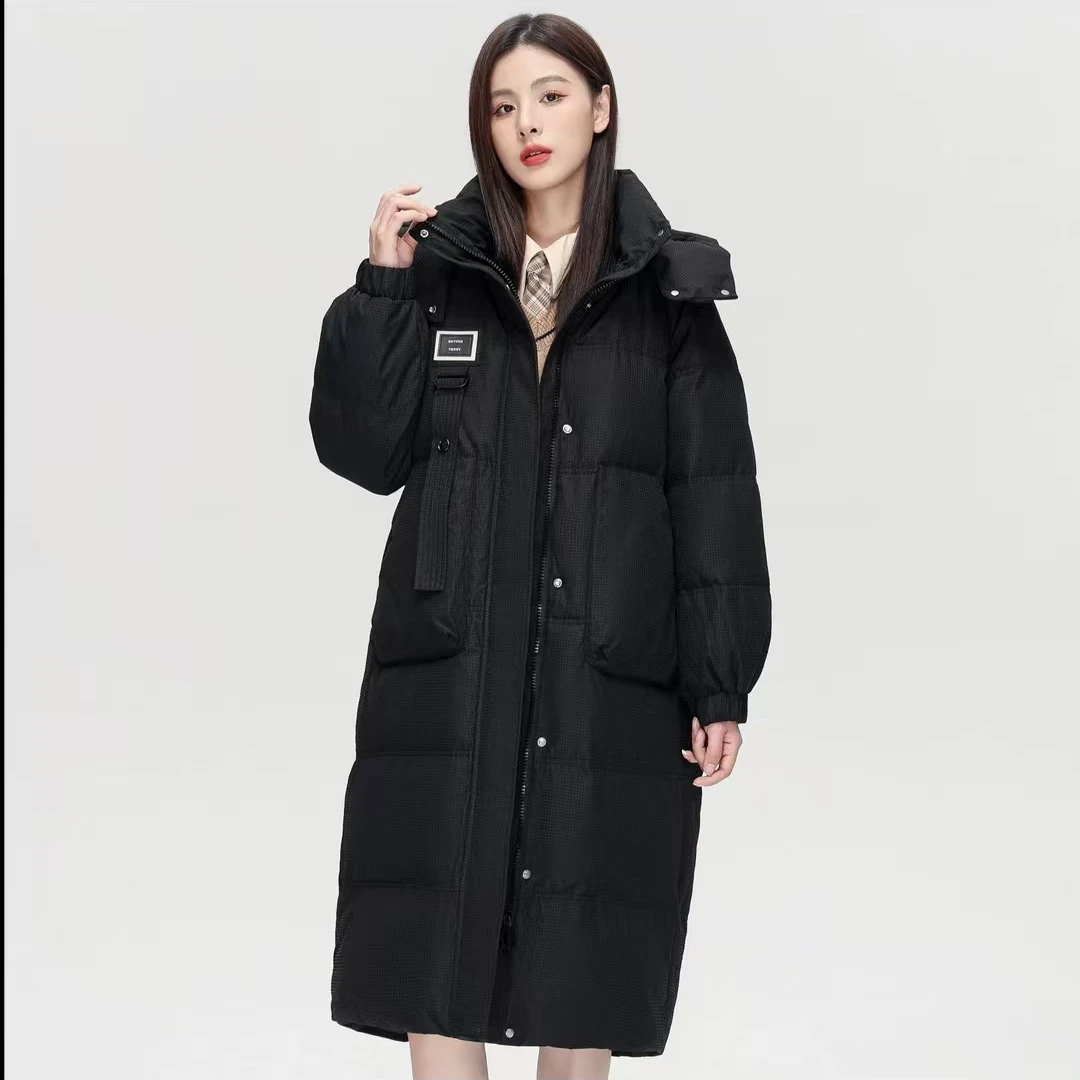 雪中飞长款羽绒服女过膝2024冬季新款加厚保暖休闲连帽外套6069