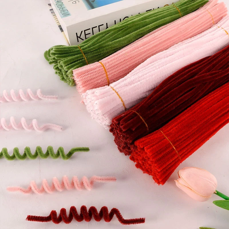 马卡龙色系毛根扭扭棒花束手工DIY花束包装材料