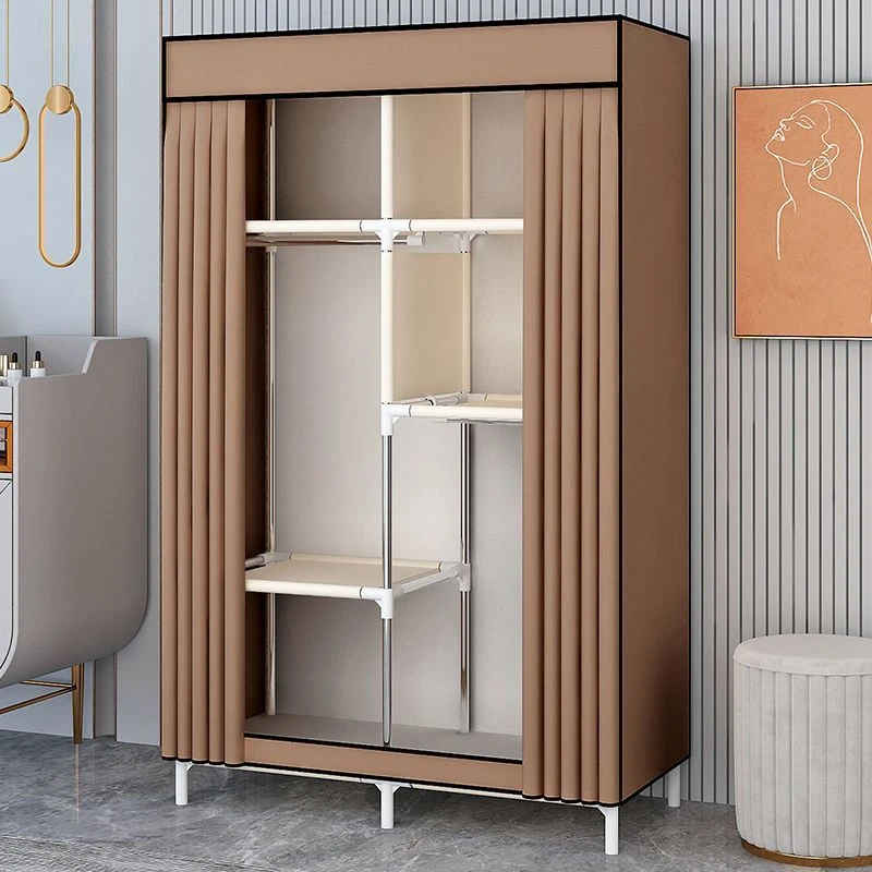 简易布衣柜宿舍组装小号衣柜家用卧室出租房收纳挂衣橱子单人加固