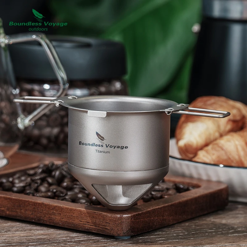 纯钛户外咖啡过滤网便携多用手冲茶漏茶滤悬挂式折叠手柄隔渣神器