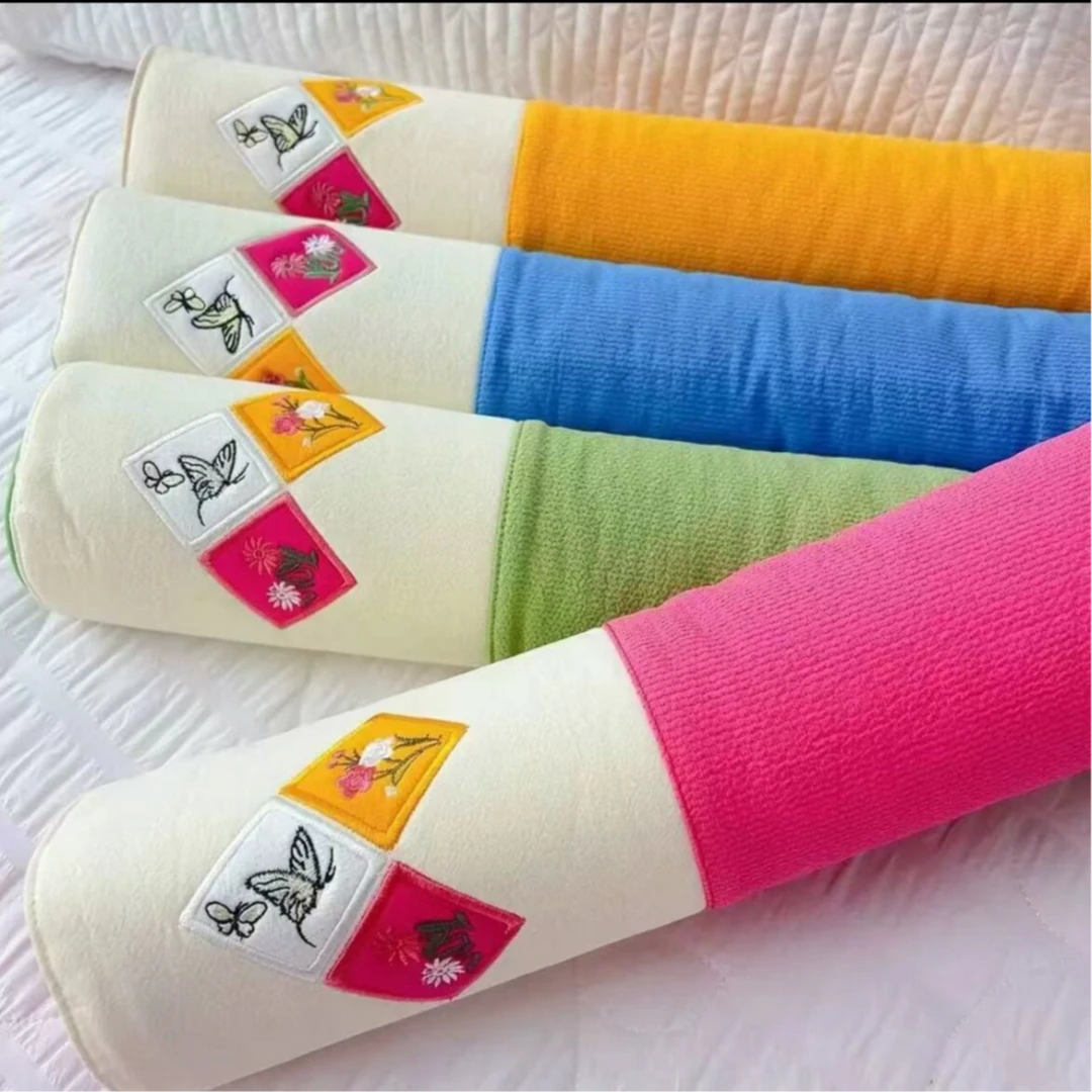 韩国  刺绣绗缝颈椎荞麦枕头1.4斤尺寸78*10 三层可拆洗 新品