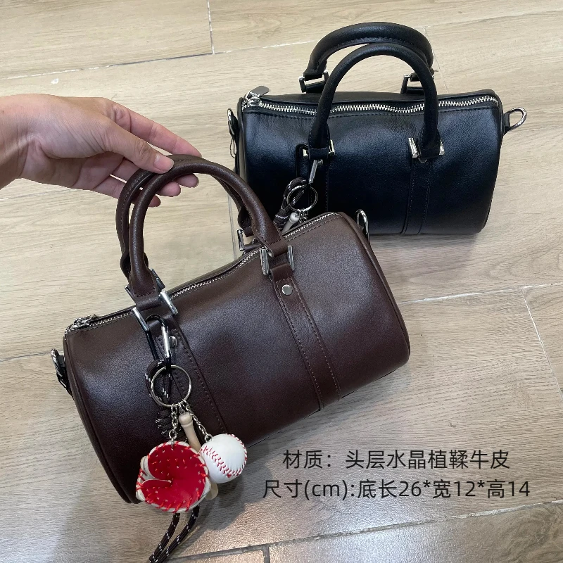 【波士顿】头层水晶植鞣牛皮真皮手提单肩斜挎包女士包