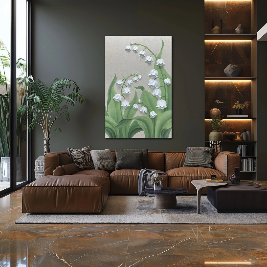 【铃兰花开】原创铃兰花浮雕肌理画客厅餐厅卧室背景沙发背景装饰画