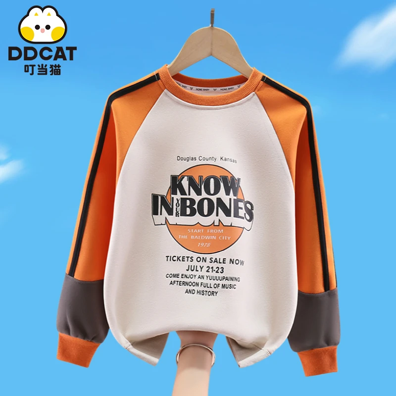 叮当猫男童卫衣2025春秋新款中大童长袖圆领休闲洋气男孩儿童上衣